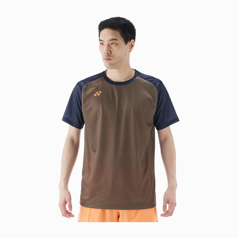 Yonex Sport-Tshirt Practice Colourblock 16745 (100% Polyester) 2025 olivebraun Herren